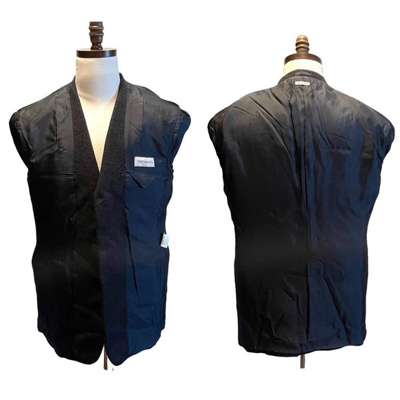 VESTIMENTA SPA ARMANI Suit Jacket Blazer Tweed Black Blue Size 40R Italy - Picture 9 of 12